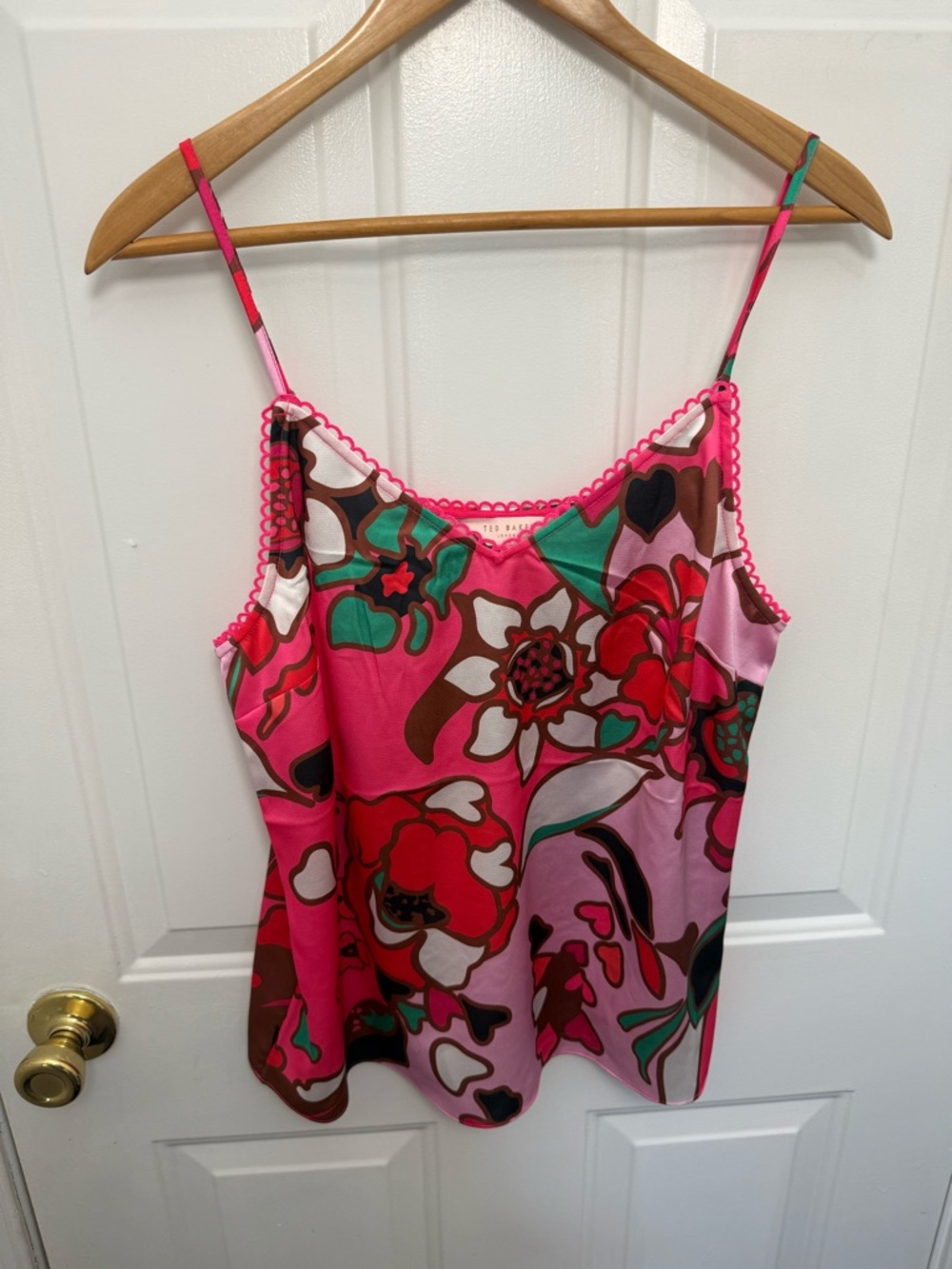 Ted Baker London Pink Floral Satin Camisole Size Large Dainty Feminine